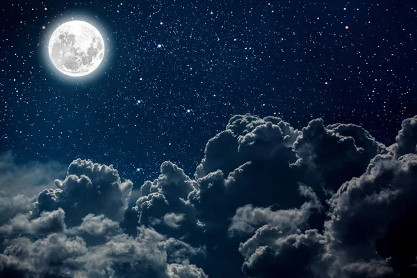 Backgrounds night sky with stars and moon and clouds. — Stock Photo, Image