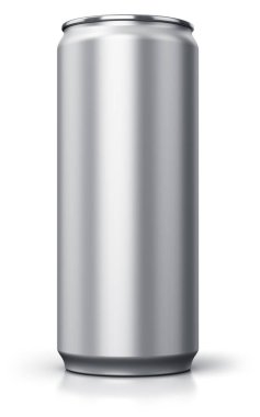 Resimde boş içki olabilir beyaz arka planda yansıma etkisi ile izole şablon boş metal alüminyum kalay yaratıcı soyut 3d render