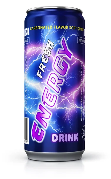 Creative Abstract Render Illustration Energy Drink Metal Tin Can Isolated — Stock Photo, Image