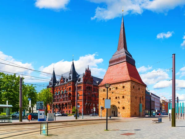 Vista Panorámica Del Verano Arquitectura Del Casco Antiguo Rostock Región —  Fotos de Stock