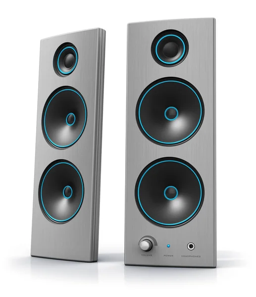 Creative Abstract Render Illustration Desktop Computer Audio Stereo Speakers Isolated — Stock Photo, Image