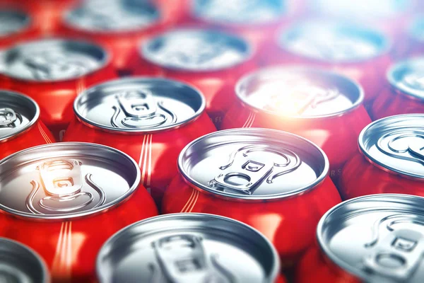 Abstrato Criativo Renderização Ilustração Visão Macro Latas Lata Bebida Brilhante — Fotografia de Stock