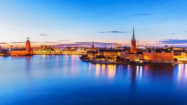 Panorama Cênico Noite Verão Cais Arquitetura Cidade Velha Gamla Stan — Fotografia de Stock