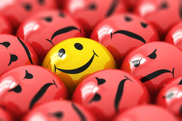Creative Abstract Render Illustration Macro View Single Happy Yellow Smiley — Stock Photo, Image