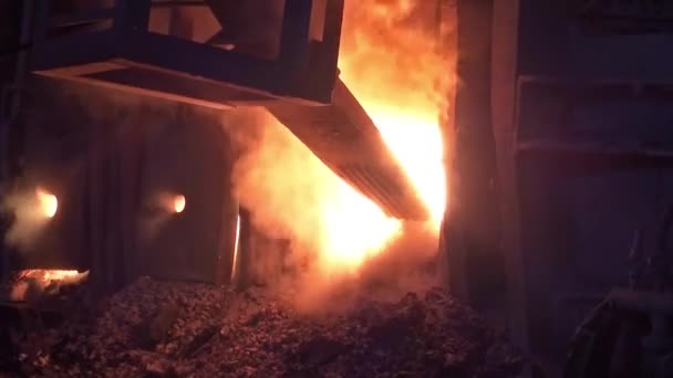 Working Open Hearth Furnace Metallurgical Plant — Stock Video