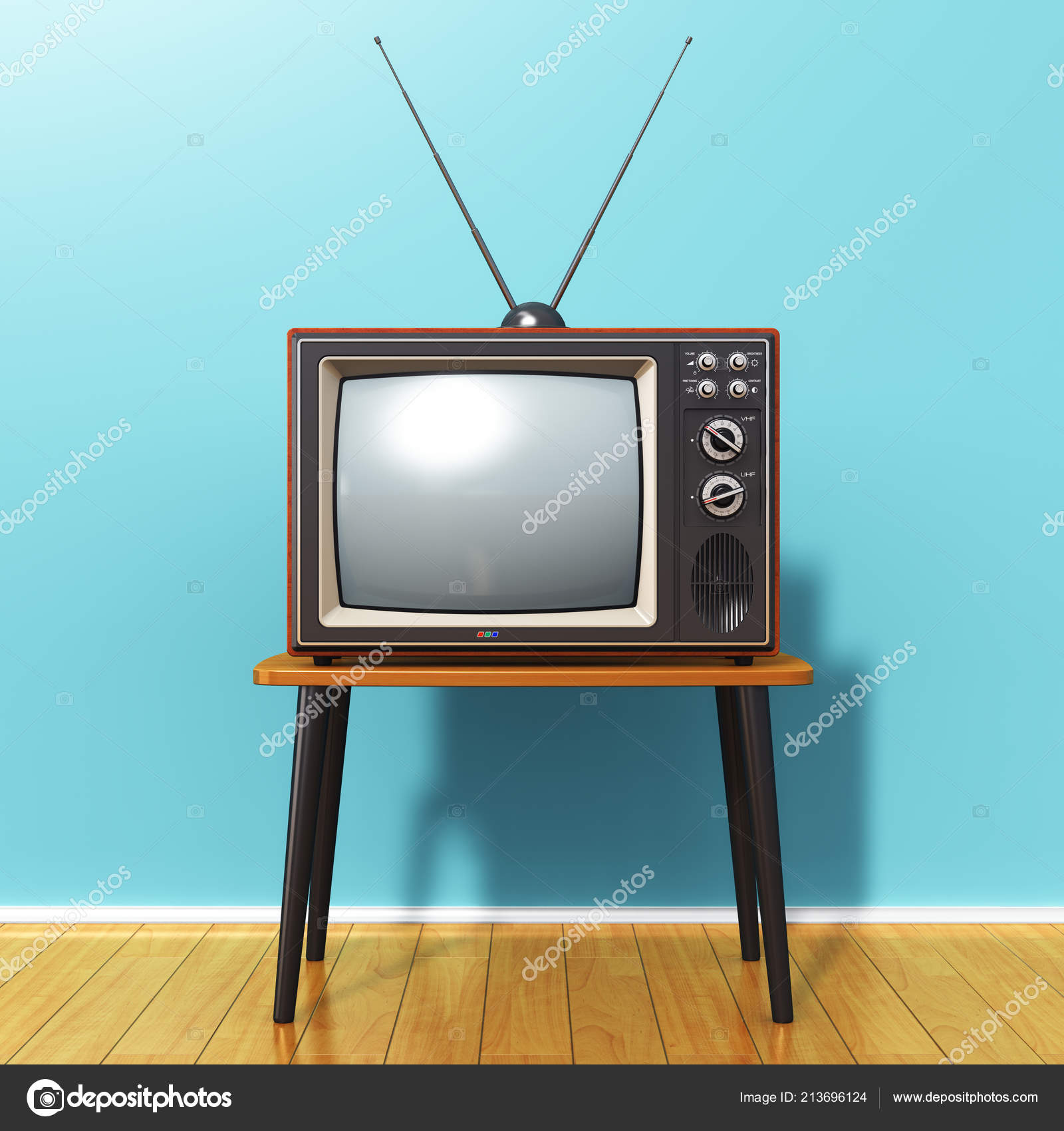 Oude televisie met antenne | Vectorafbeelding voor openbaar gebruik