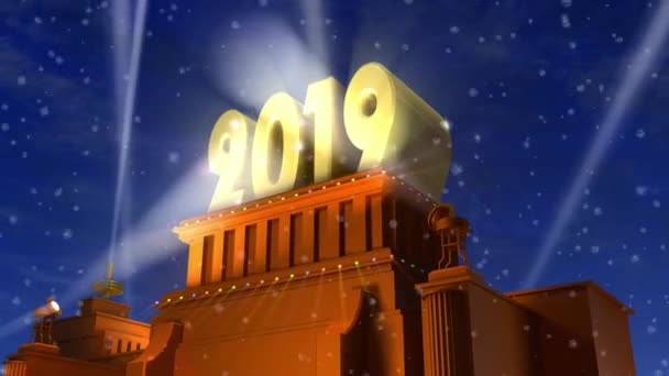 Δημιουργική Αφηρημένη Έννοια Γιορτή Νέο Έτος 2019 Απεικόνιση Καθιστούν Λαμπερό — Αρχείο Βίντεο