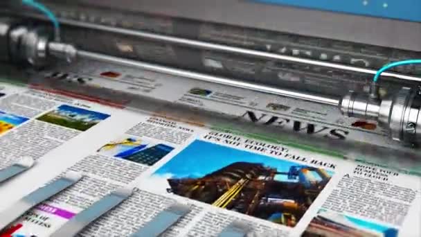 Representación Del Vídeo Impresión Color Periódicos Negocios Diarios Periódicos Máquina — Vídeo de stock