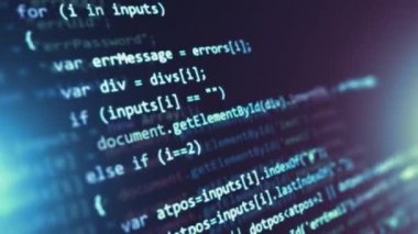 Yaratıcı soyut Php web tasarım, programlama Html dili ve dijital bilgisayar teknoloji iş kavramı Internet: 3d render video yazılım kaynak kodu makro görünümü seçici odak etkisi ile ekran monitör
