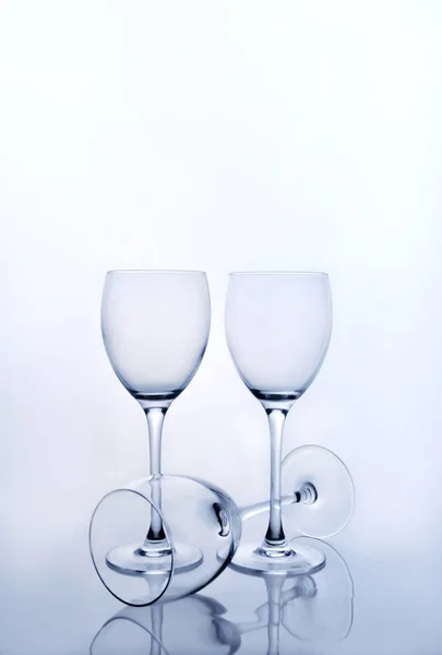 Tres Vasos Vino Vacíos —  Fotos de Stock