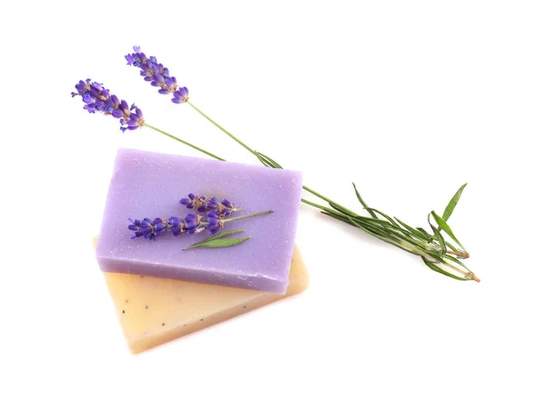 Lavender and homemade soaps — Stock Photo, Image