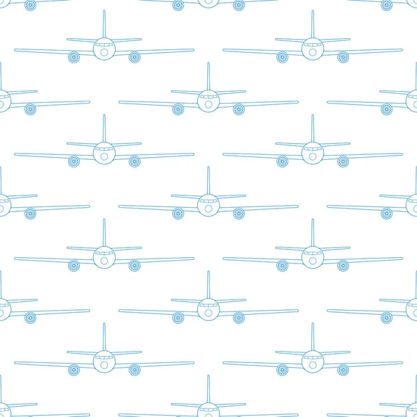 Seamless Pattern Contour Aeroplanes — Stock Vector