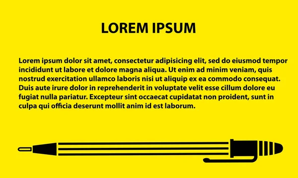 Illustration Black Pen Yellow Background Text Sample — Stock Vector