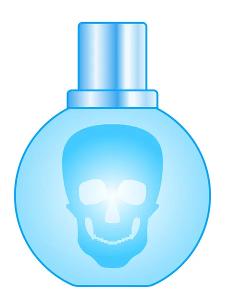 頭蓋骨の内側に小さな香水瓶のイラスト — ストックベクタ