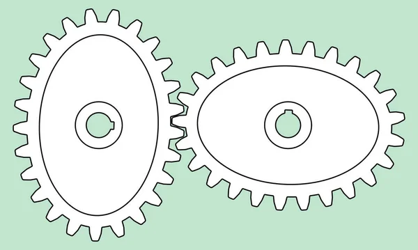 Ilustração Transmissão Engrenagem Elíptica — Vetor de Stock