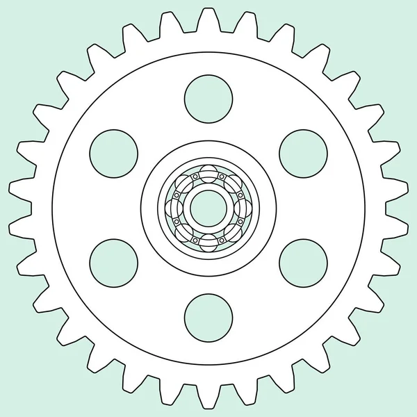 Illustrazione Dell Ingranaggio Con Cuscinetto Sfere All Interno — Vettoriale Stock