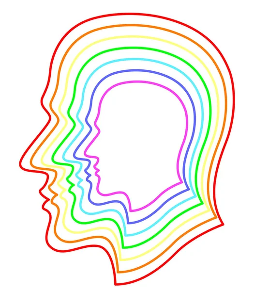 Εικονογράφηση Από Hea Ανθρώπινου Προφίλ Επίπεδο Ισοϋψών Καμπυλών Αφηρημένη Χρώμα — Διανυσματικό Αρχείο
