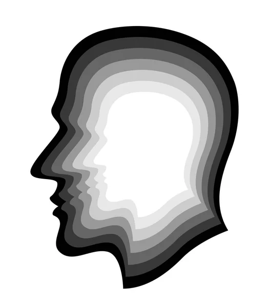 Ilustracja Streszczenie Sylwetka Warstwy Profilu Ludzkiej Głowy — Wektor stockowy