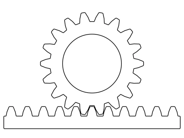 Abbildung Des Zahnstangenradgetriebes — Stockvektor