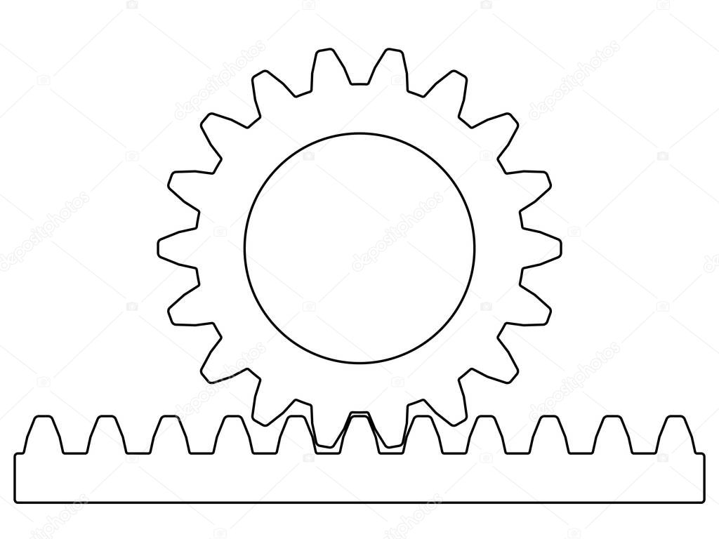 Illustration of the rack pinion gear transmission