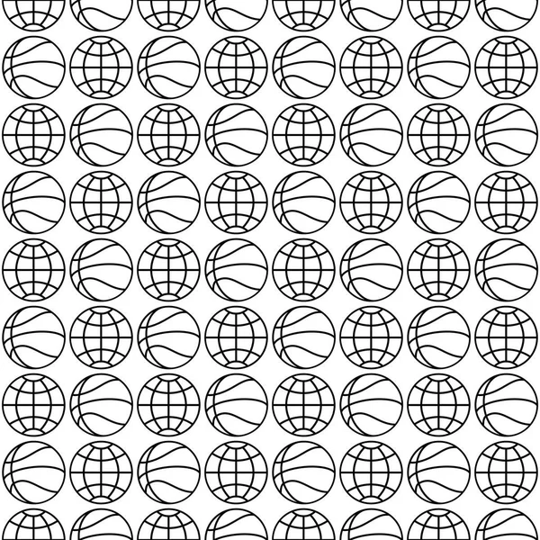 Бесшовный Рисунок Абстрактного Контурного Баскетбольного Мяча Символов Глобуса — стоковый вектор