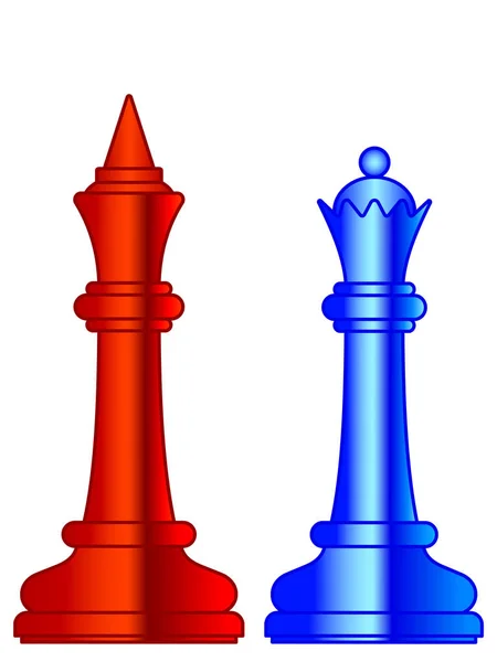 Illustration Abstrakta Schackpjäser Kungen Och Drottningen — Stock vektor