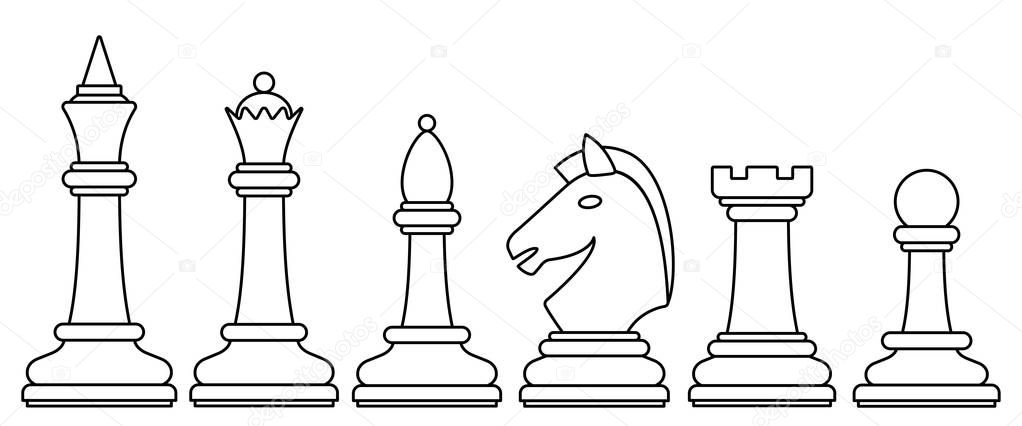 Illustration of the abstract contour chess pieces set