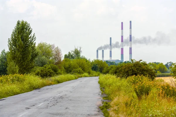 Landskap Med Skorstenar Värmekraftverk — Stockfoto