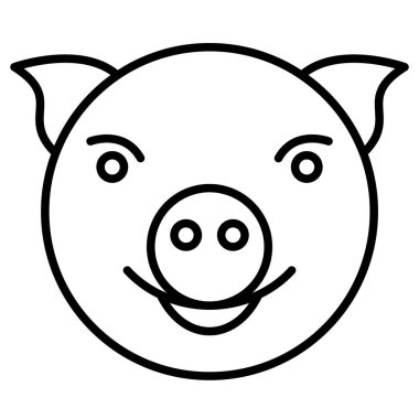 İllüstrasyon karikatür kontur domuz kafa simgesi