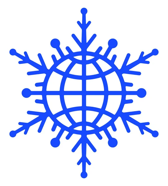 Illustration Abstract Globe Snowflake Icon — Stock Vector