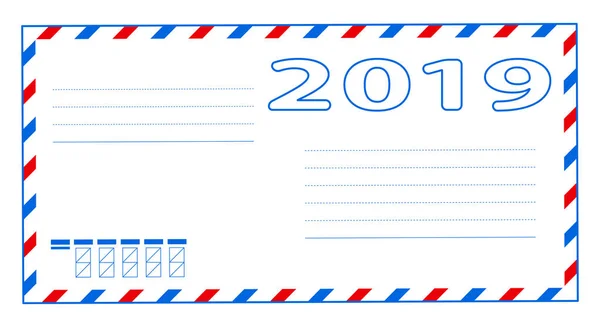 Illustration Airmail Envelope 2019 New Year Number — Stock Vector