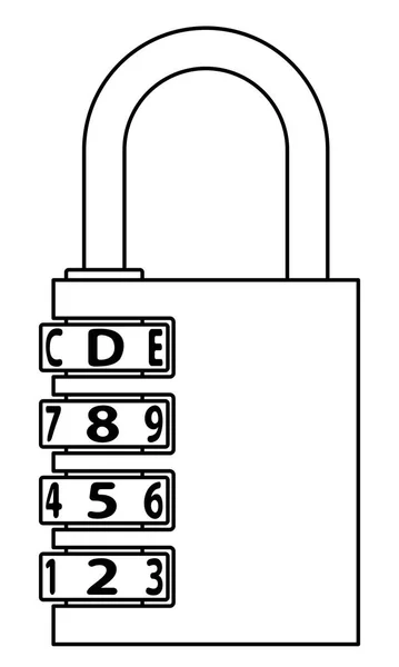 Illustration Serrure Code Combinaison Contour — Image vectorielle