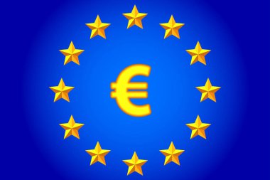 Euro simgesini ve Avrupa Birliği bayrağı