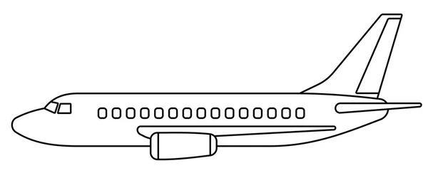 Ilustrasi Tampilan Samping Pesawat Kontur - Stok Vektor