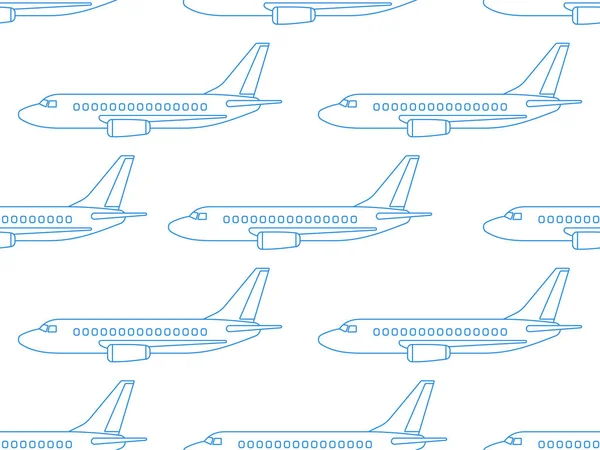 Seamless Pattern Contour Aeroplanes — Stock Vector