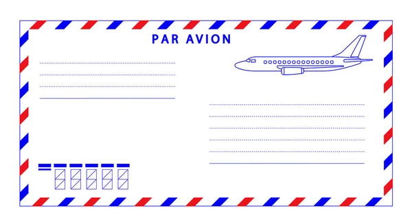 Illustration Flygpost Kuvertet Med Flygplan — Stock vektor