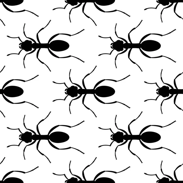 Patrón Inconsútil Las Hormigas Silueta Negro — Vector de stock