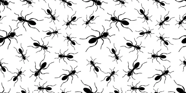 Patrón Inconsútil Los Insectos Hormigueros Silueta Negro — Vector de stock