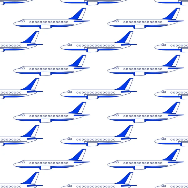 Seamless Pattern Aeroplanes Side View — Stock Vector