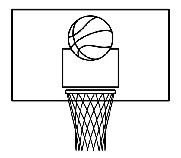 Illustration Contour Basketball Ball Backboard — Stock Vector