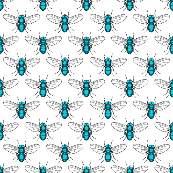 Seamless Pattern Fly Insects — Stock Vector