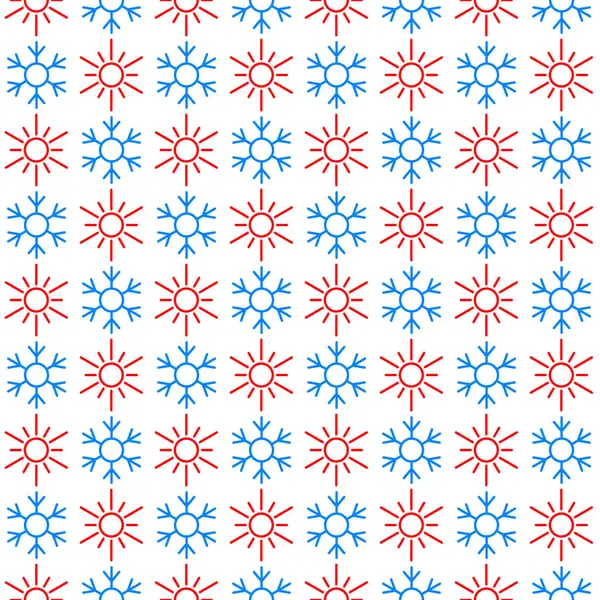 Seamless Pattern Sun Snowflake Symbols — Stock Vector