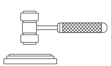 Yargıç tokmak kontur illüstrasyon