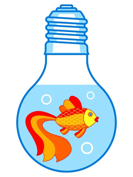 Золотая рыба в лампе — стоковый вектор