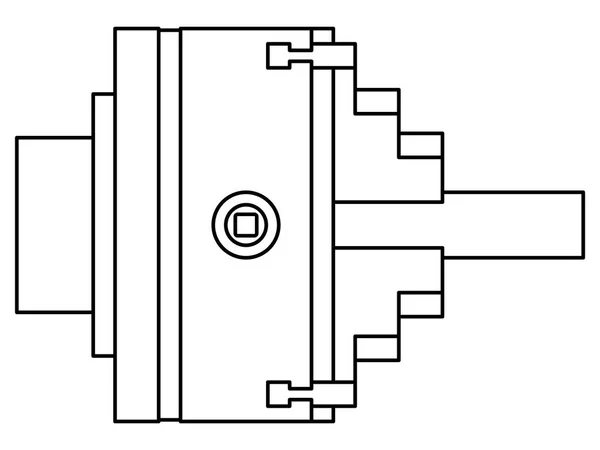 Lathe chuck ferramenta contorno ilustração —  Vetores de Stock