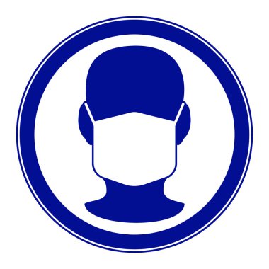 Zorunlu uyarı levhasının insan yüzü maskeli hali.