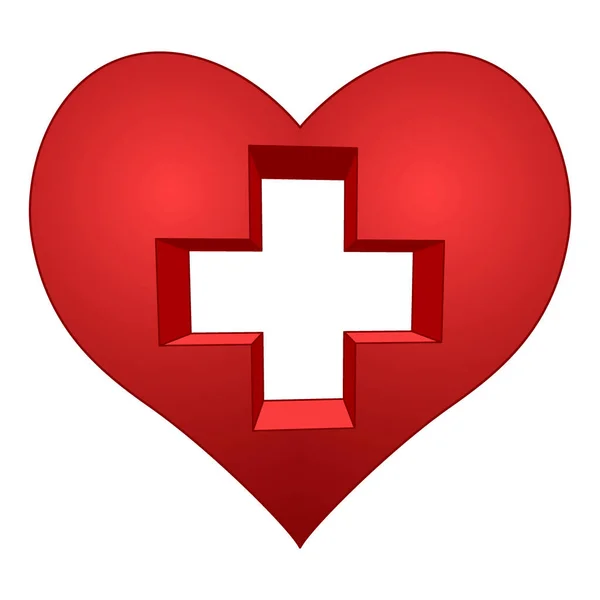 Ilustrace Abstraktního Symbolu Srdce Řezaným Křížem — Stockový vektor