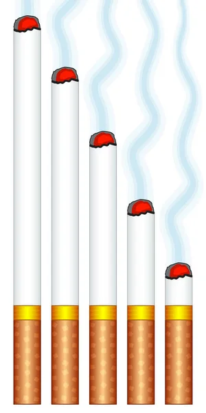 Ilustração Conjunto Cigarros Fumantes — Vetor de Stock