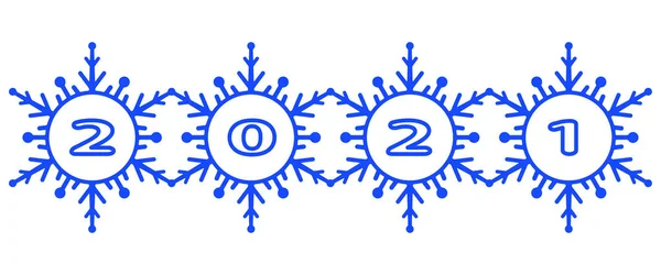 Illustrazione Del 2021 Astratto Inverno Fiocchi Neve Lettering — Vettoriale Stock
