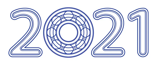Εικονογράφηση Του Αφηρημένου Αριθμού Έτους 2021 Ρουλεμάν — Διανυσματικό Αρχείο